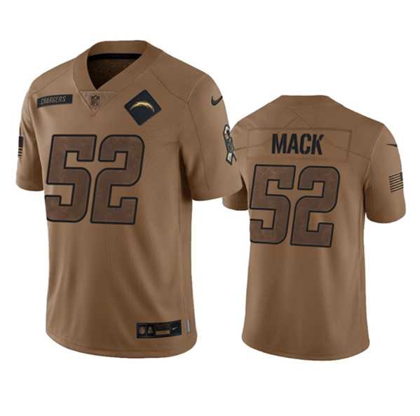 Mens Los Angeles Chargers #52 Khalil Mack 2023 Brown Salute To Service Limited Football Stitched Jersey Dyin->los angeles chargers->NFL Jersey